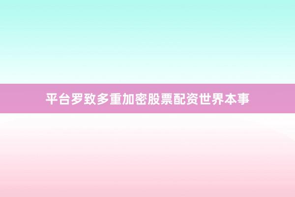 平台罗致多重加密股票配资世界本事